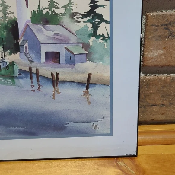 Serene Lakeside Wall Art with Lighthouse - Picture 5 of 16